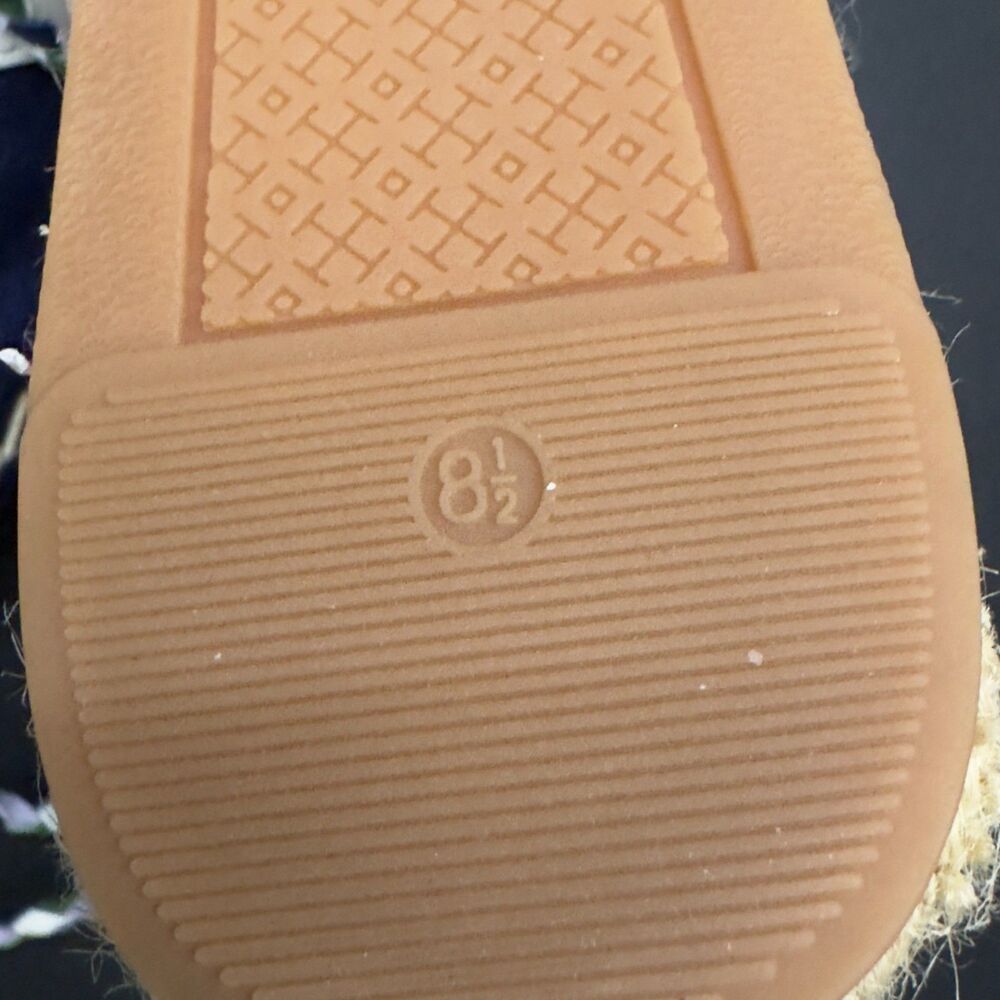 Tory Burch Laguna Espadrille Wedge Shoes Navy Blue Green Lace Up 8.5 NEW - Picture 9 of 9